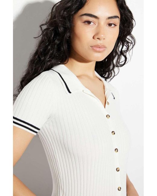 Urban Outfitters White Uo Knit Polo Shirt