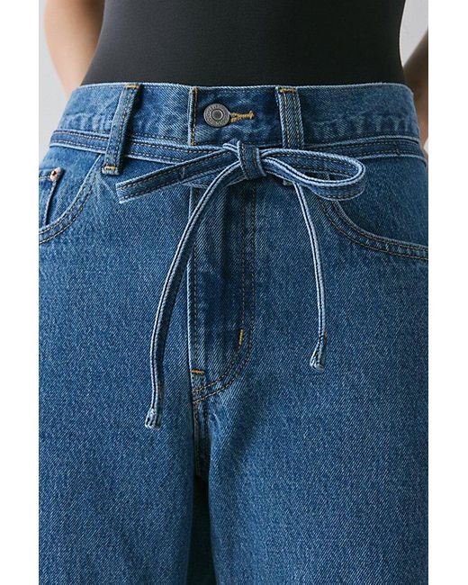Levi's Blue Xl Seamed Straight Tie Waist Jean