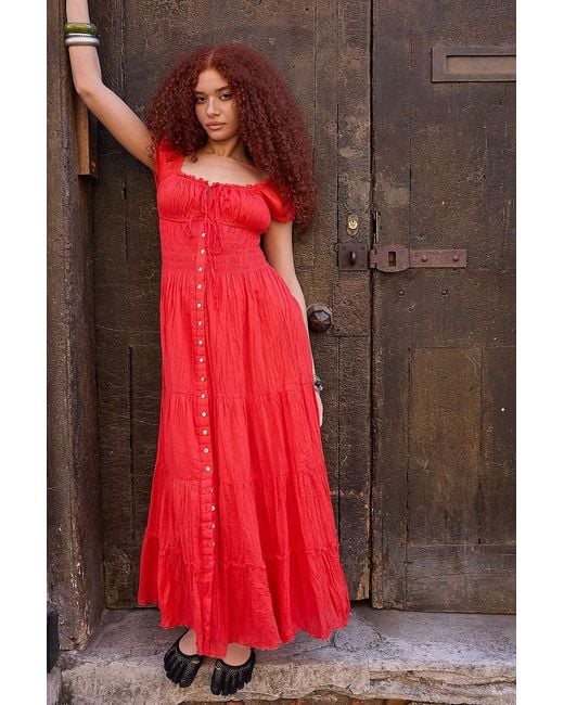 Kimchi Blue Red Samira Prairie Maxi Dress