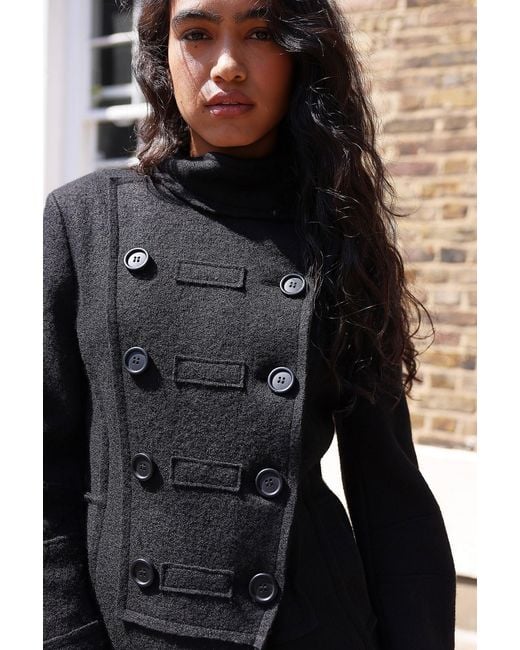 Kimchi Blue Black Rosemary Midi Double Breasted Coat Jacket