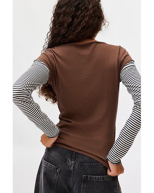 BDG Brown Sloane Layered Twofer Long Sleeve Tee