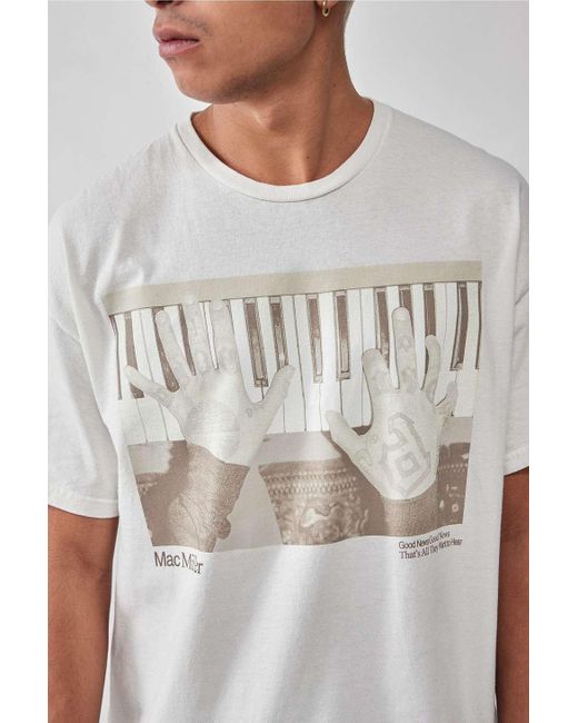 Urban Outfitters Gray Uo White Mac Miller Piano Photo T-shirt