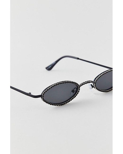 Urban Outfitters Black Rhinestone Slim Oval Sunglasses