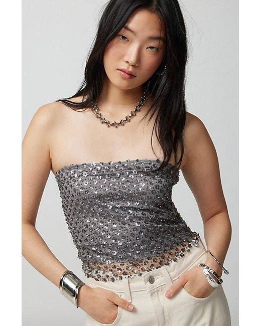 Urban Outfitters Gray Uo Eden Sequin Tube Top