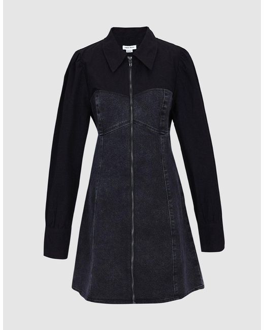 Urban Revivo Spliced Zip Front Denim Dress in Black (Blue) Lyst