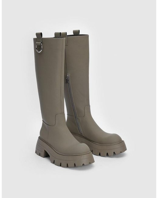 Urban Revivo Platform Faux Leather Boots in Khaki (Green) Lyst