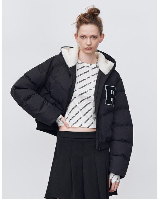 Urban Revivo Synthetic Letter Cropped Puffer Jacket in Black (Blue) | Lyst