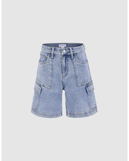 Urban Revivo Utility Denim Shorts in Blue Lyst