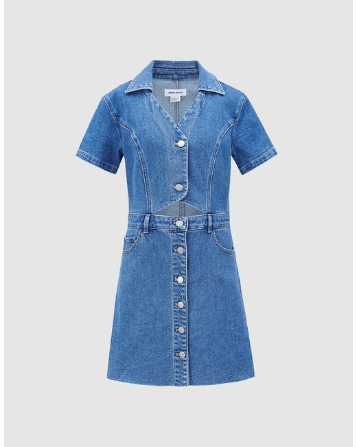 Urban Revivo Cut Out Button Front Denim Dress in Blue Lyst