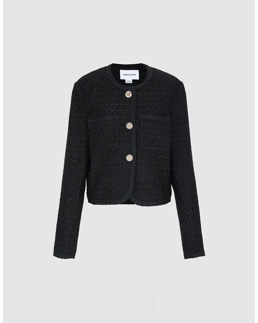 Urban Revivo Patch Pocket Tweed Jacket in Black | Lyst