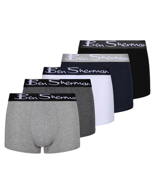 Ben Sherman Gray Poderick 5 Pack Boxer Shorts for men