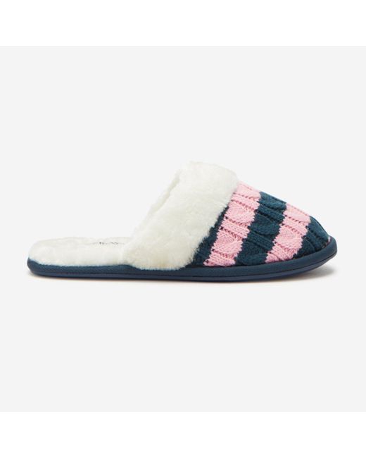 Jack Wills Blue Faux Fur Stripe Slippers