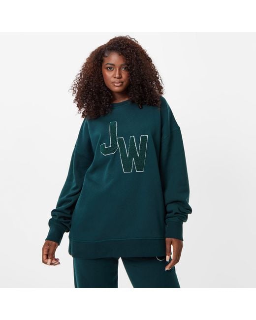 Jack Wills Green Jw Drop Shoulder Crew Sweater