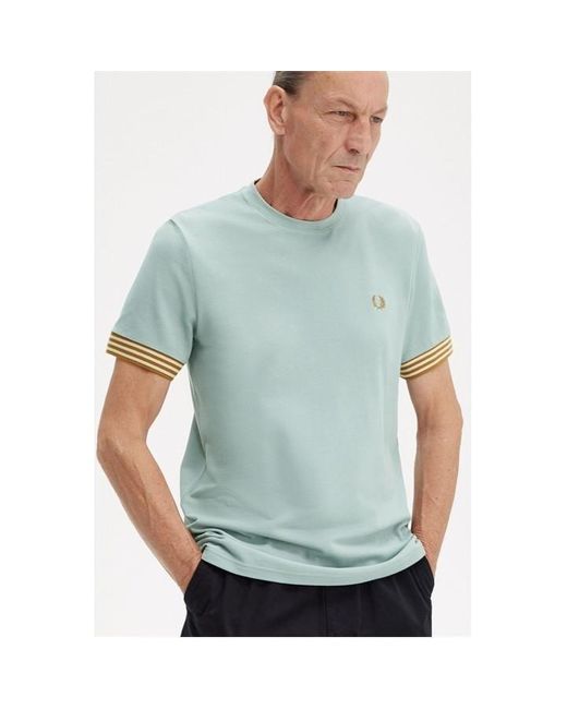 Fred Perry Green Fred Strp Cuff Tee Sn42 for men