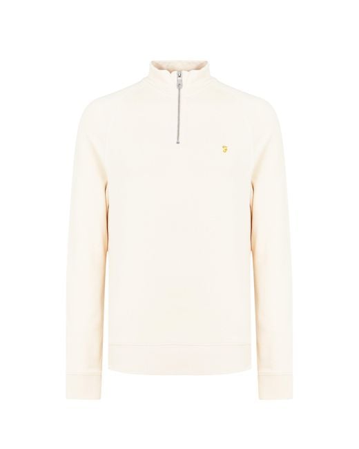 Farah White Jim Zip Jumper for men