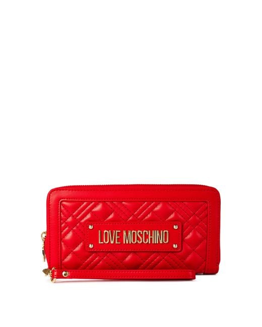 Love Moschino Red Quilted Logo Zipped Purse