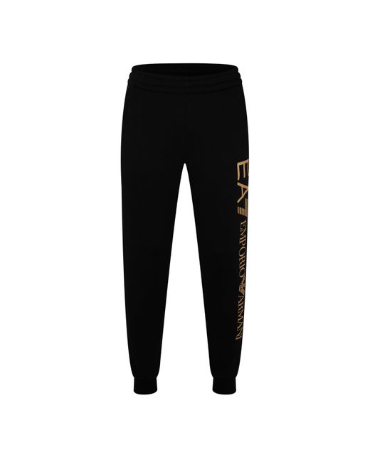 EA7 Black Printed Logo Jogging Bottoms for men