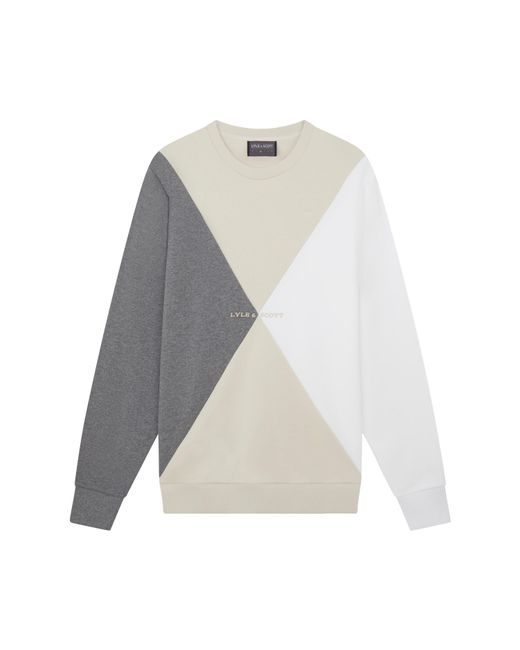 Lyle & Scott Gray Argyle Crw Swt for men