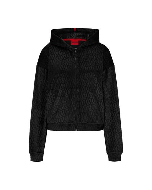 HUGO Black Velvet Hooded Jacket 10250836