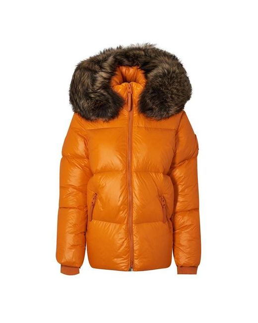 ARCTIC ARMY Orange Fur Puffer Jacket
