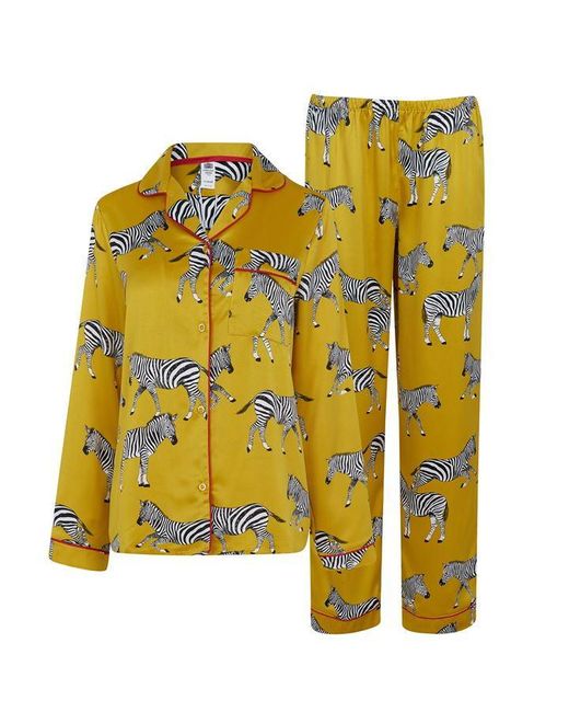 Chelsea Peers Yellow Satin Button Up Pyjama Set