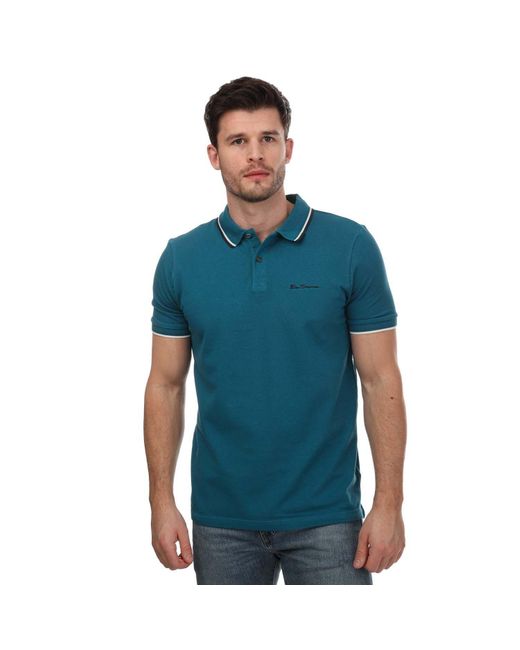 Ben Sherman Blue Twin Tipped Polo Shirt for men