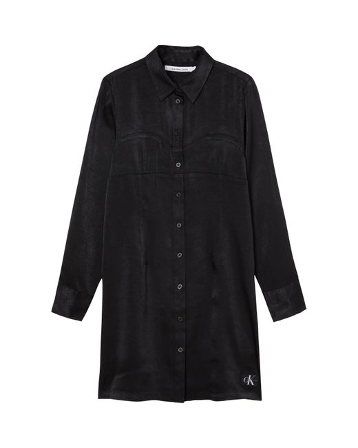 Calvin Klein Black Bust Detailing Satin Shirt Dress