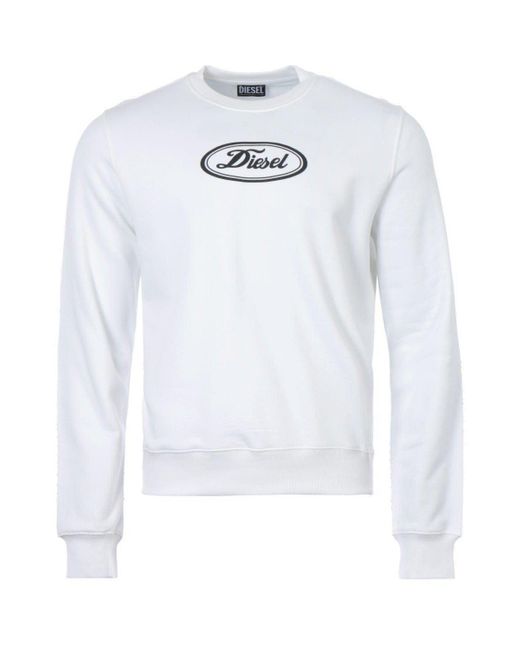 DIESEL White Ginn C2 Logo Sustainable Crew Neck Sweatshirt for men