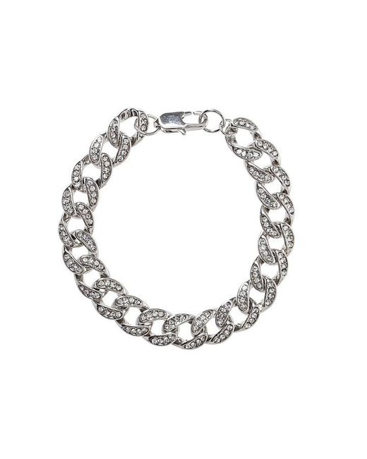Fabric Metallic Crystal Curb Chain Bracelet for men