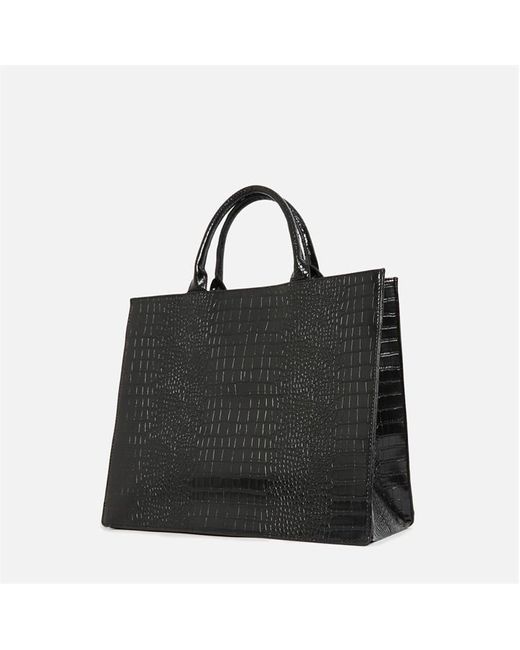 Missguided Black Faux Leather Mock Croc Tote Bag