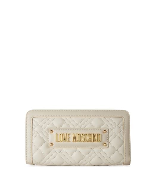 Love Moschino Metallic Quilted Logo Zipped Purse