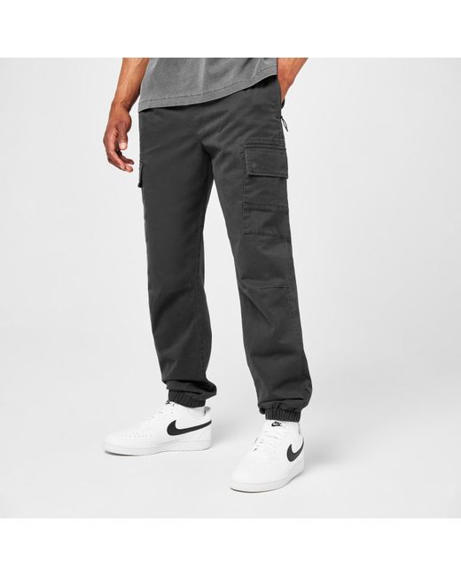 Jack Wills Black Jw Cuffed Cargo Trousers for men