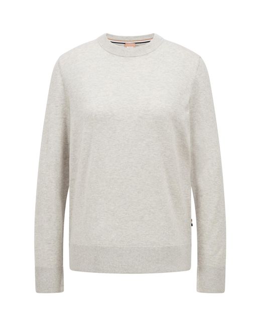 Boss White Fibinnat Knit Sweater