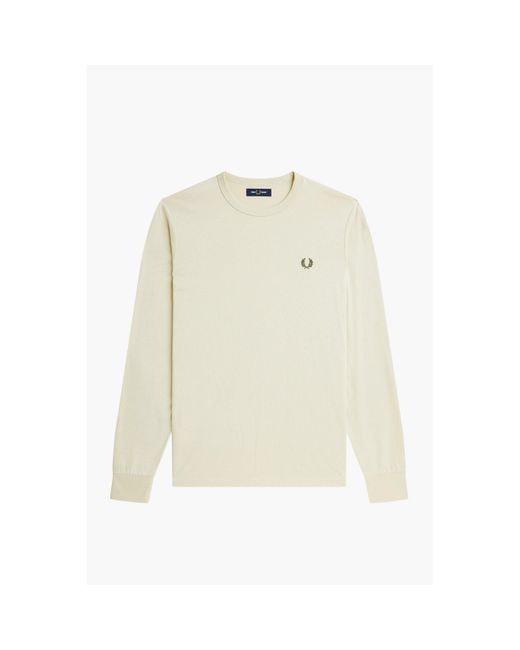 Fred Perry White Graphic Long Sleeve T Shirt for men