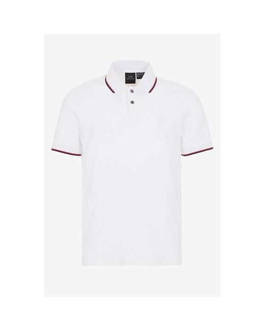 Armani Exchange White Tipped Pique Polo Shirt for men