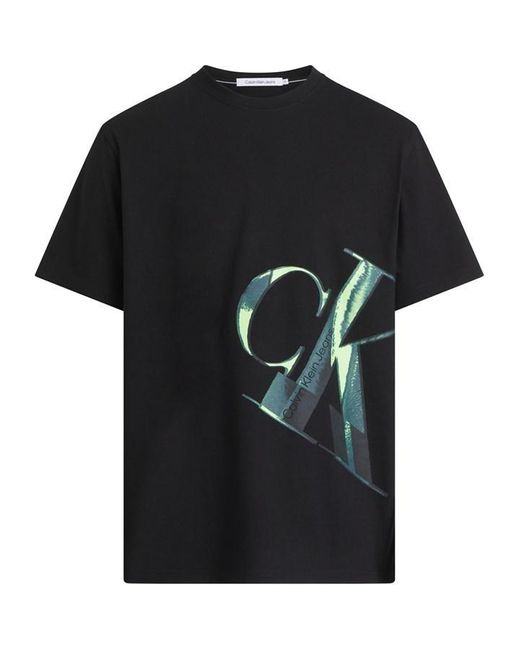 Calvin Klein Black Hyper Real Slanted Ck T-shirt for men