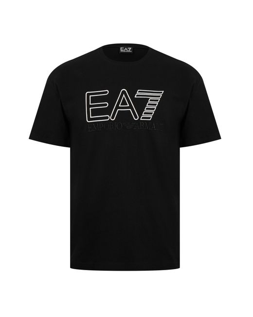 EA7 Black Printed Logo T-Shirt for men