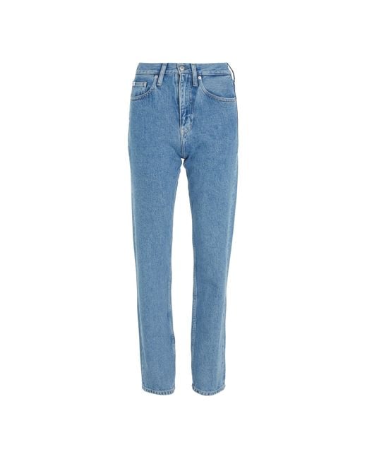 Calvin Klein Blue Ckj High Rise Straight Jean