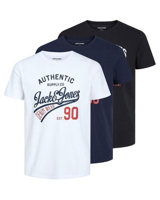 Jack & Jones Blue Ethan 3-pack Short Sleeve T-shirt for men