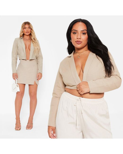 I Saw It First White Isawitfirst Linen Blend Cropped Blazer Co Ord