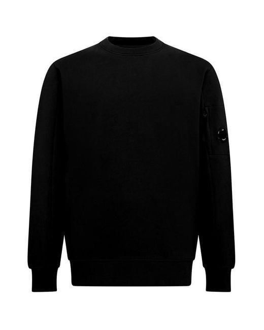 C P Company Black Heavyweight Lens Sweatshirt for men