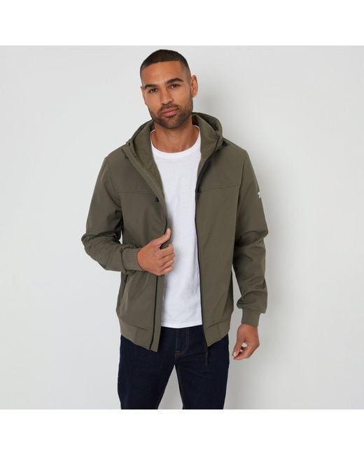 Threadbare Green Hooded Lightweight Jacket With Stretch for men