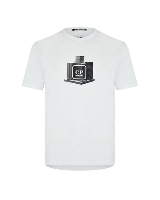 C P Company White Cp Logo Crew T-shirt Sn32 for men