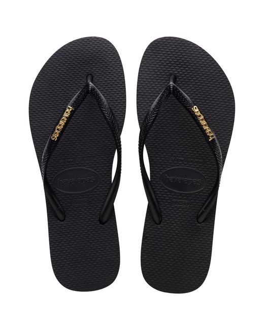 Havaianas Blue Hav. Slim Logo Metallic Black/gold