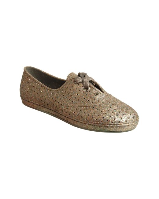 Mel Brown Lime Glitter Lace Shoes