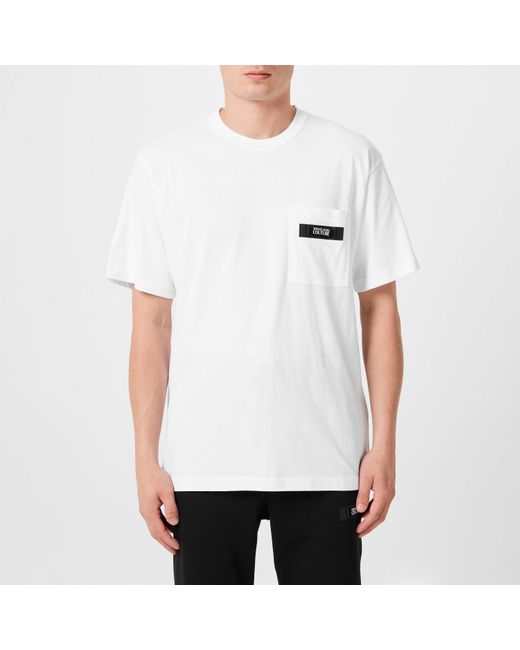 Versace Jeans Couture White Pattern T Shirt for men