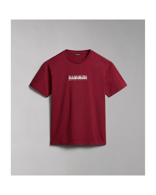 Napapijri Red Small Box Logo Short Sleeve T Shirt for men