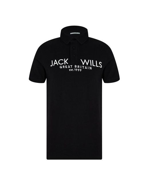 Jack Wills Black Pique Polo Sn99 for men