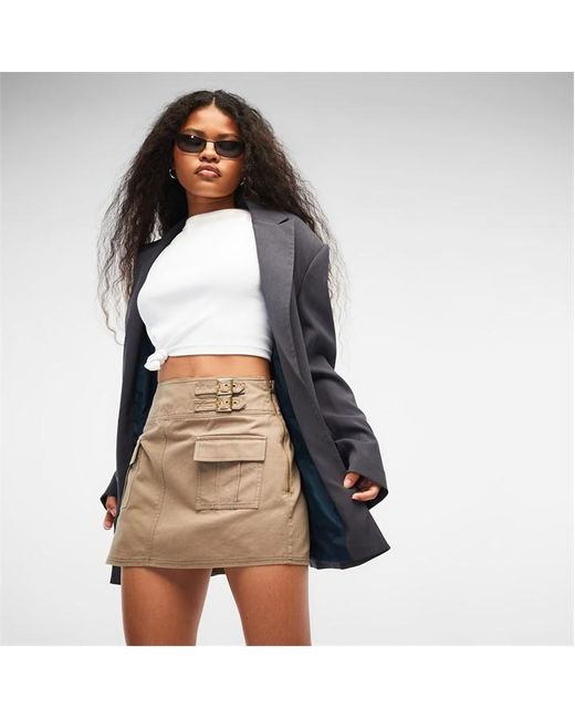 Missguided Buckle Detail Cargo Mini Skirt in Brown | Lyst UK