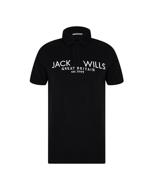 Jack Wills Black Pique Polo Sn99 for men